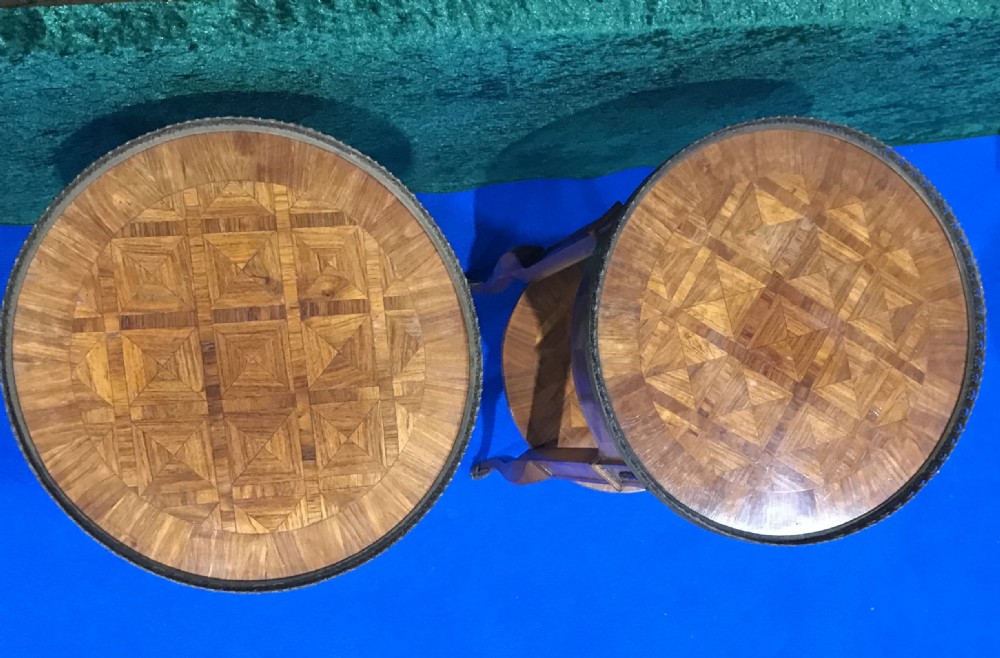Pair of side tables circa 1920. Versatile for use as bedside tables, or lamp tables View V