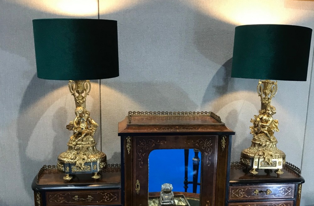 Good and large pair of ormolu lamps circa 1875