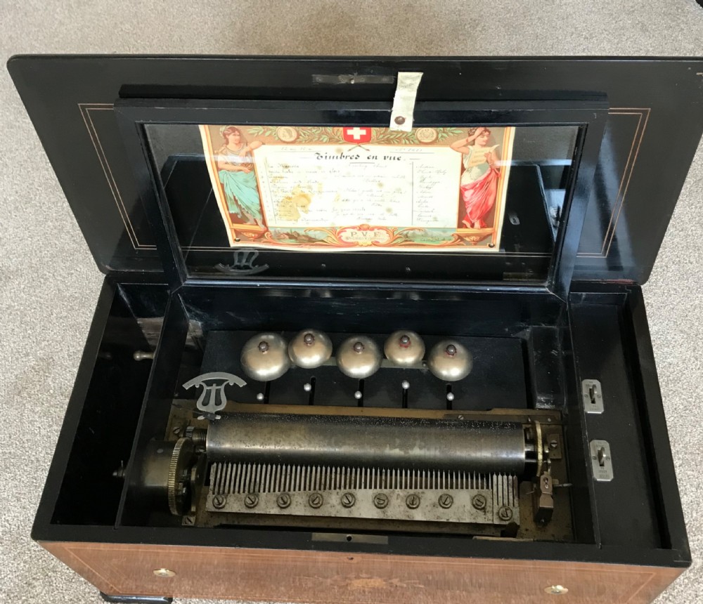 Good and large bells in sight Music Box circa 1880.Musical box. View VII