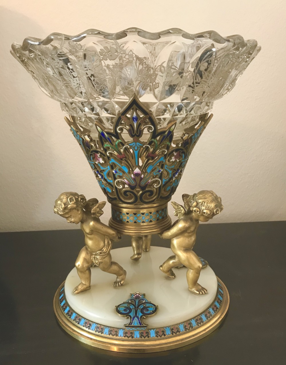 Champleve table centrepiece circa 1880 View III