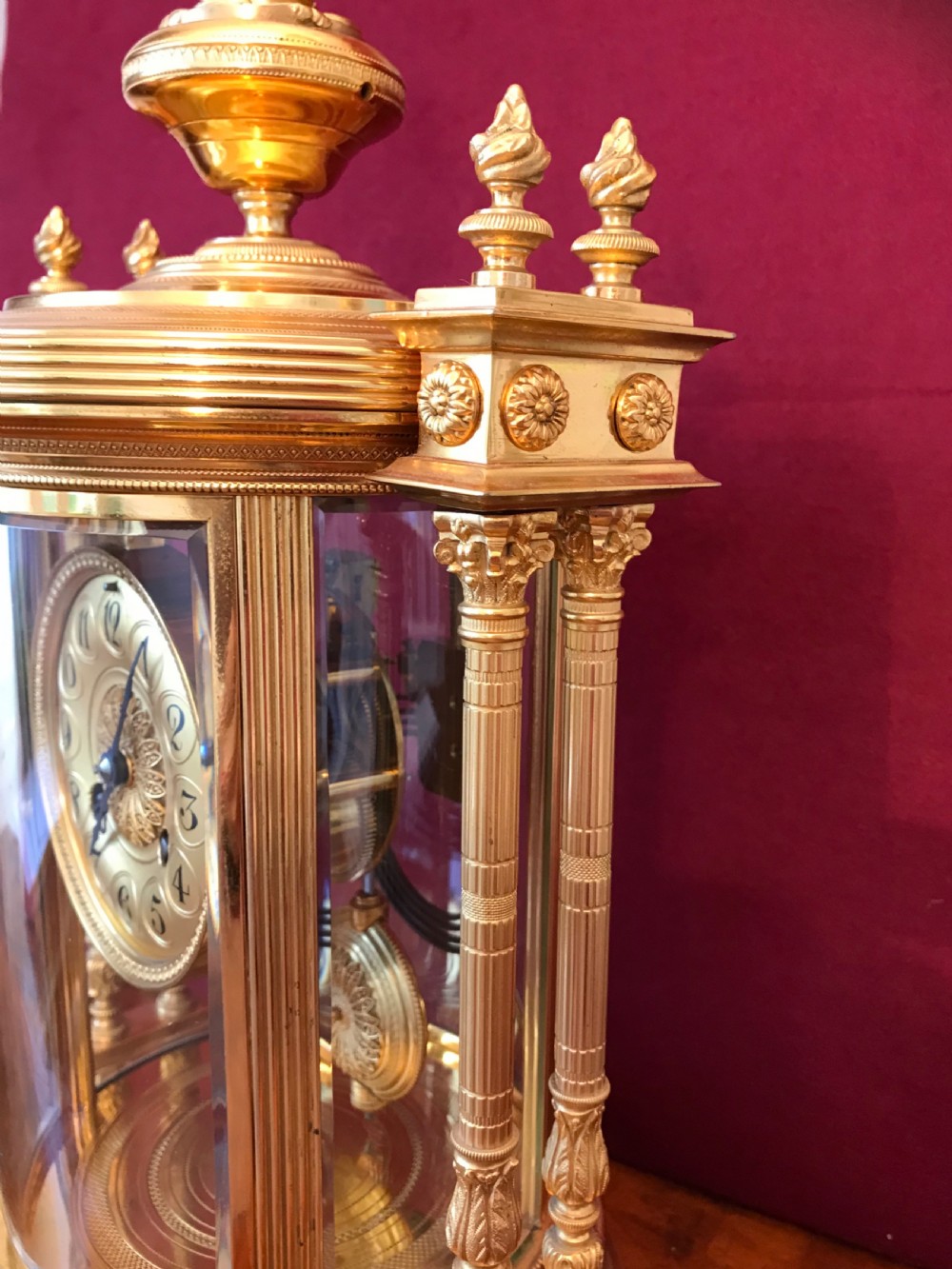 French.mantle, four glass, library clock circa 1875 View IV