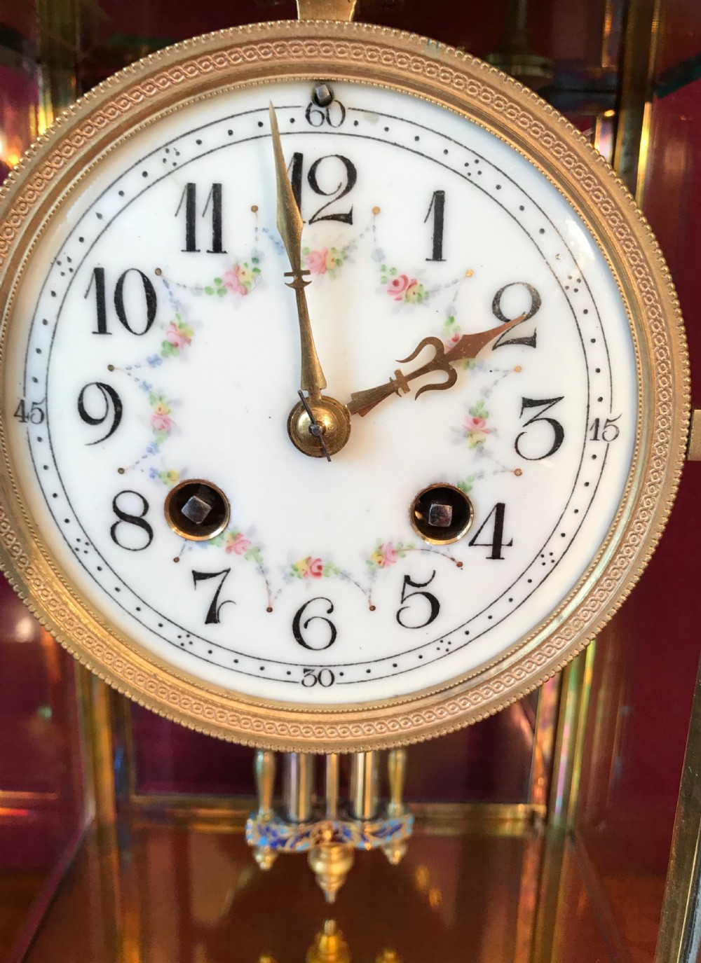 French four glass, library, mantel clockcirca 1880 View II