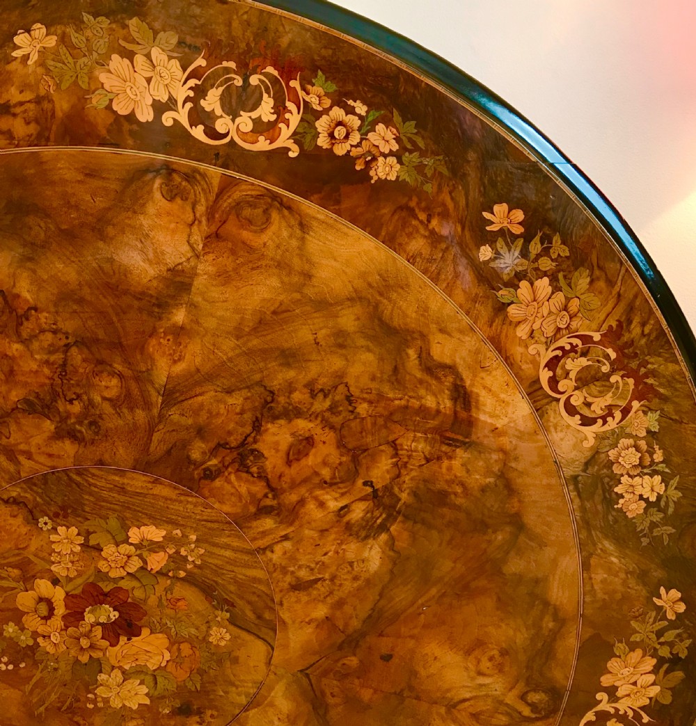 Victorian marquetry table circa 1875 View II