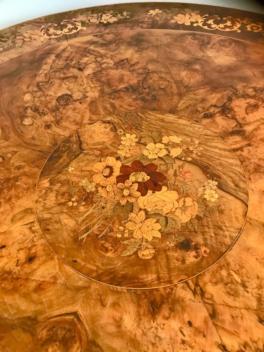 Victorian marquetry table circa 1875 View IV