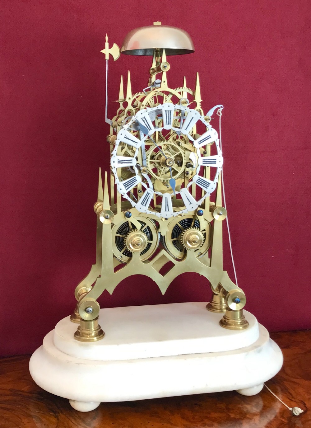 19th century double fusee repeating skeleton clock circa 1860