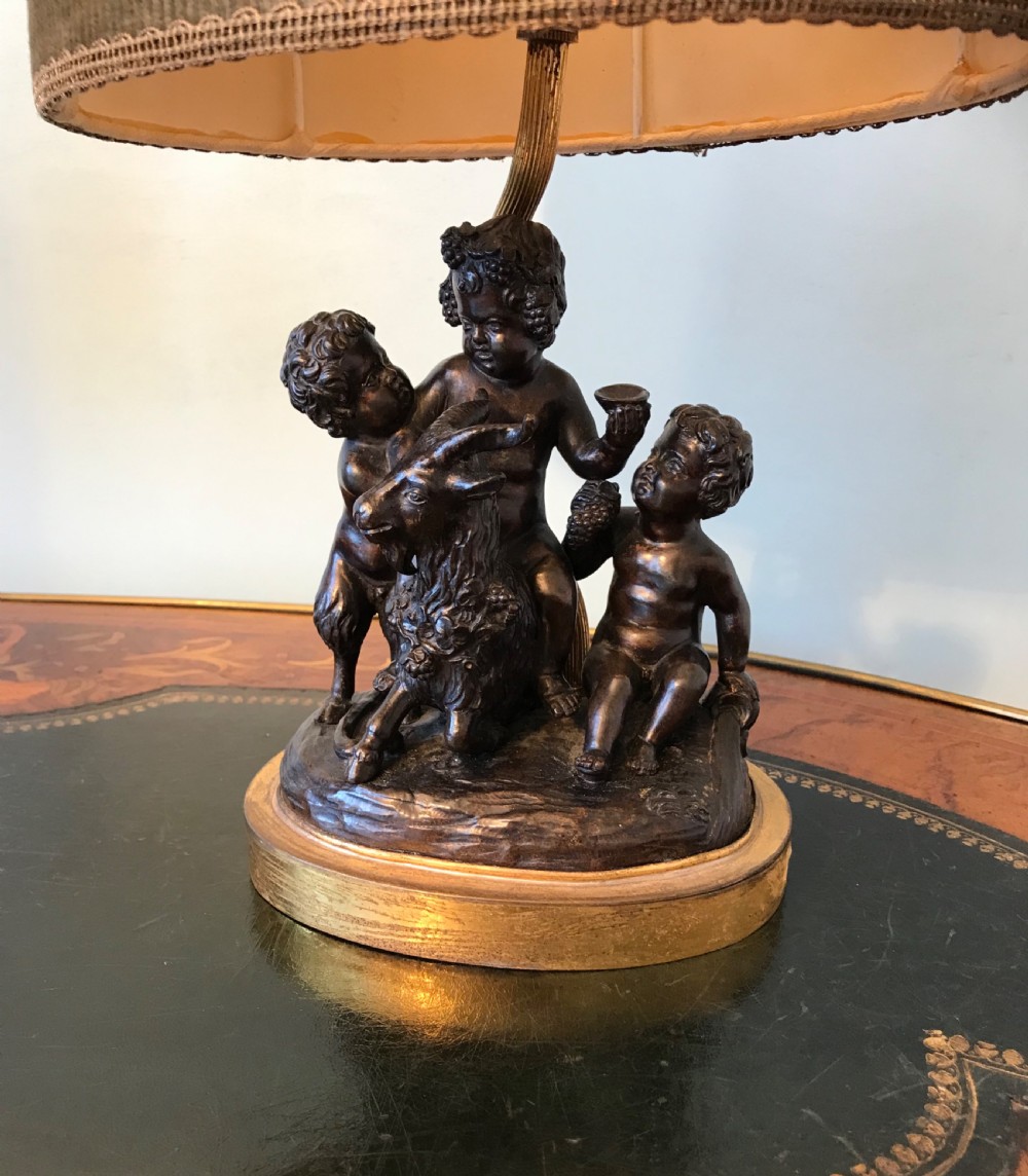 19th century pair Baccanalian bronze groups, pair of lamps. Circa  1900 View VI