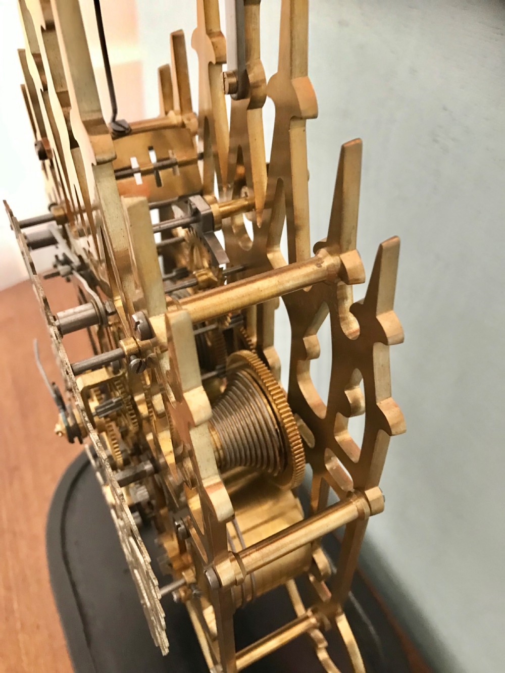 Eight day striking double Fusee,skeleton clock, View VIII