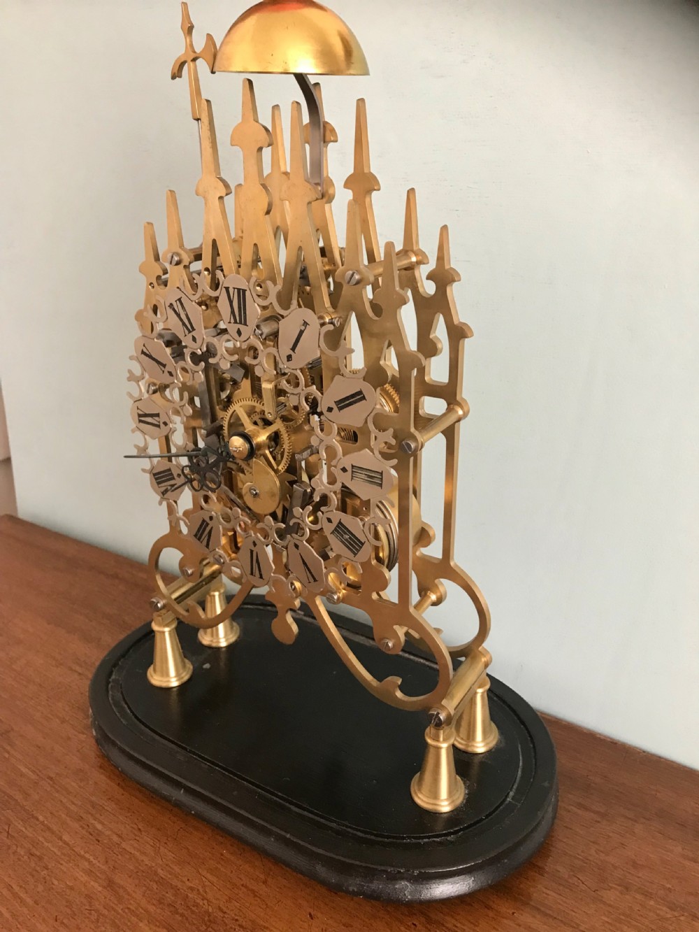 Eight day striking double Fusee,skeleton clock, View X