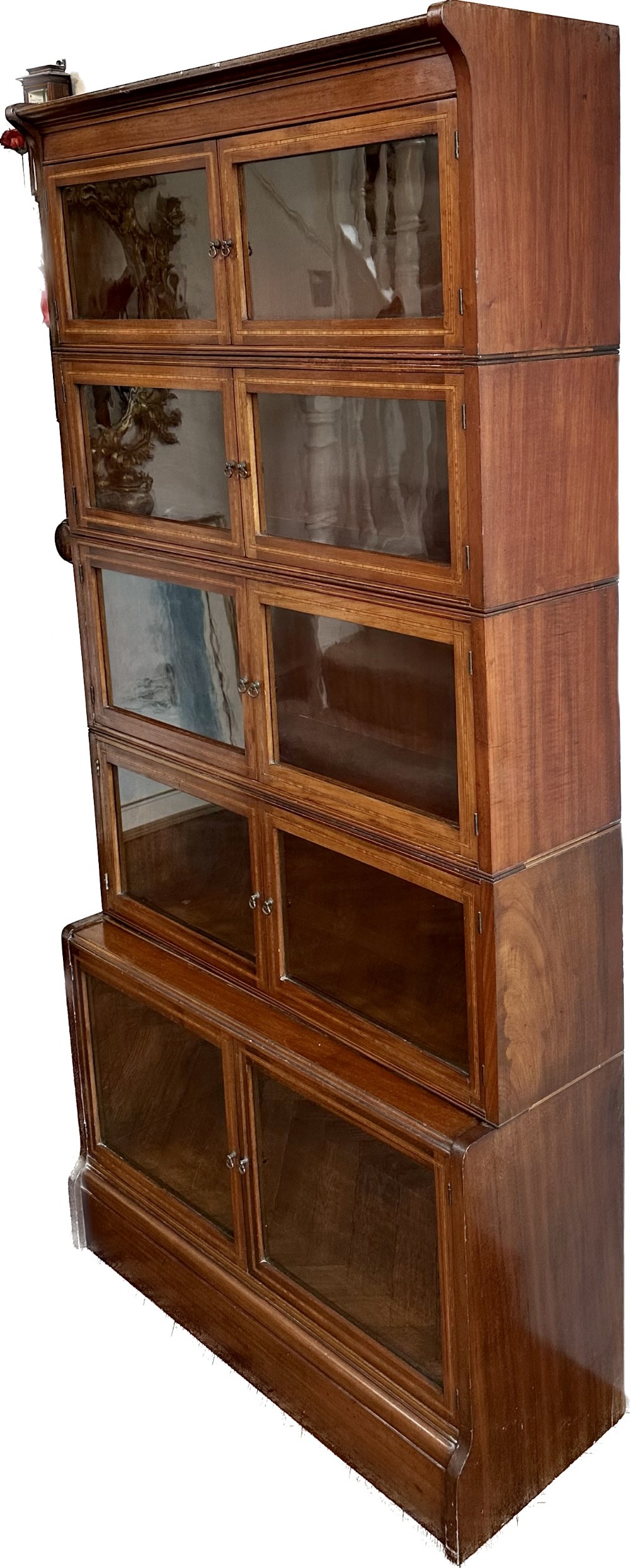 Superb quality inlaid barristers bookcase of Globe Wernicke type 