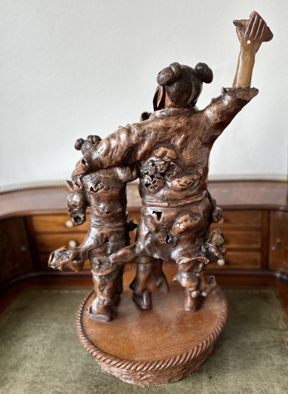 Good and large, Chinese figure circa 1890. Chinese sculpture, root carving  View II