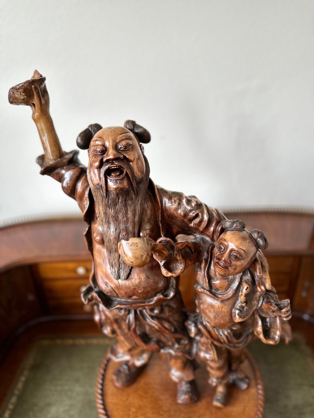 Good and large, Chinese figure circa 1890. Chinese sculpture, root carving  View V