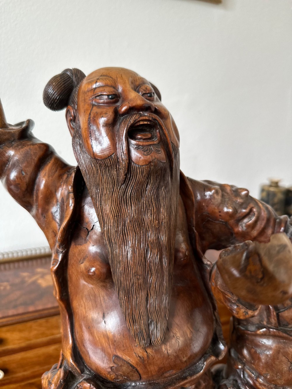 Good and large, Chinese figure circa 1890. Chinese sculpture, root carving  View VI
