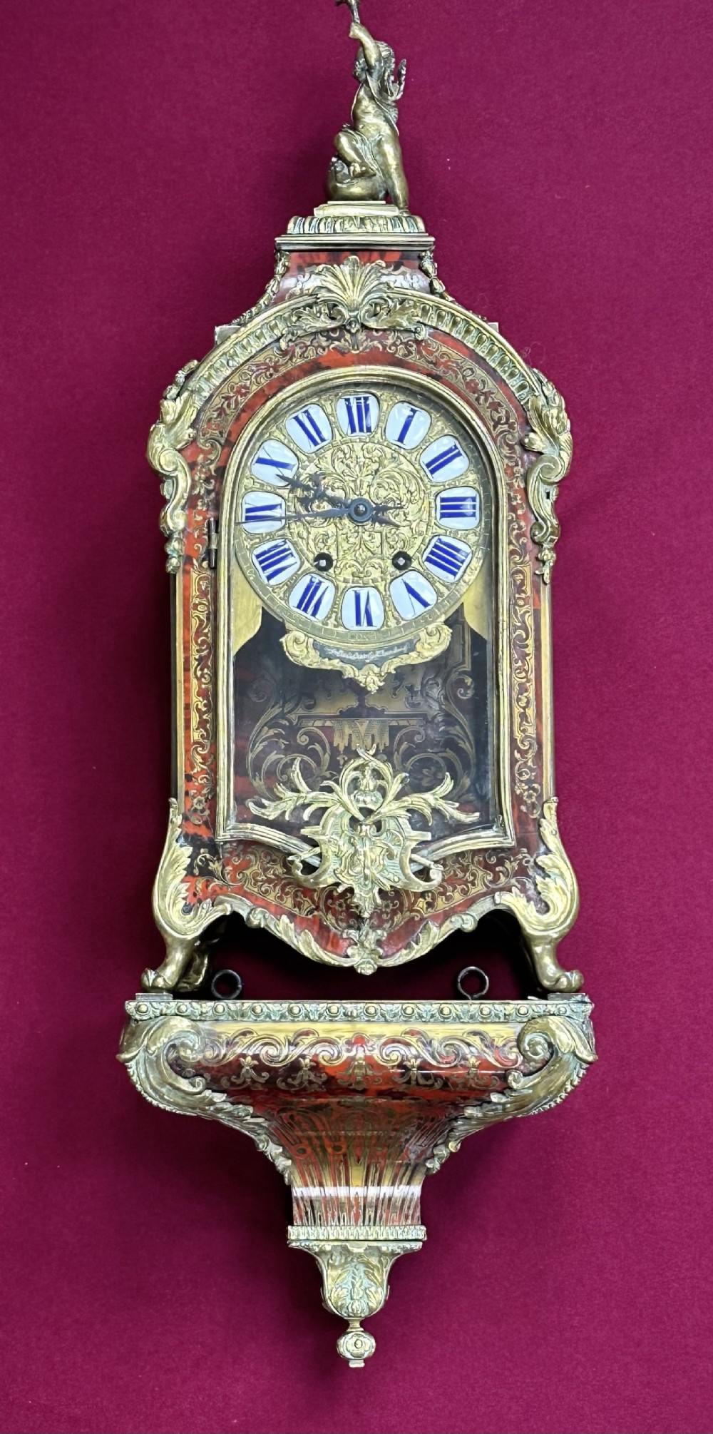 Superb quality Boulle bracket Clock circa 1880. Boulle clock. French mantel clock.