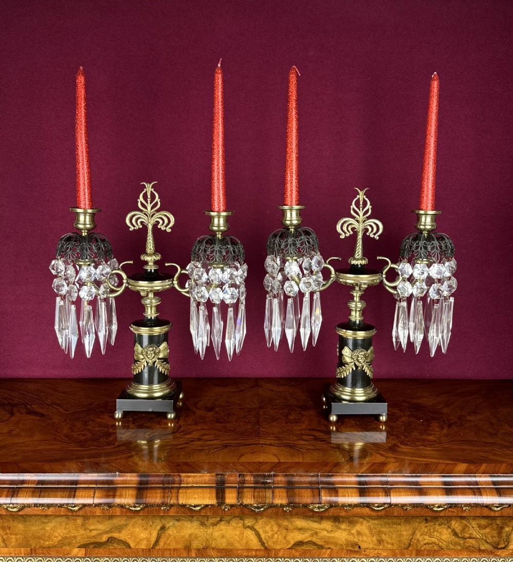 Lustre candlesticks circa 1860. Table candelabra.