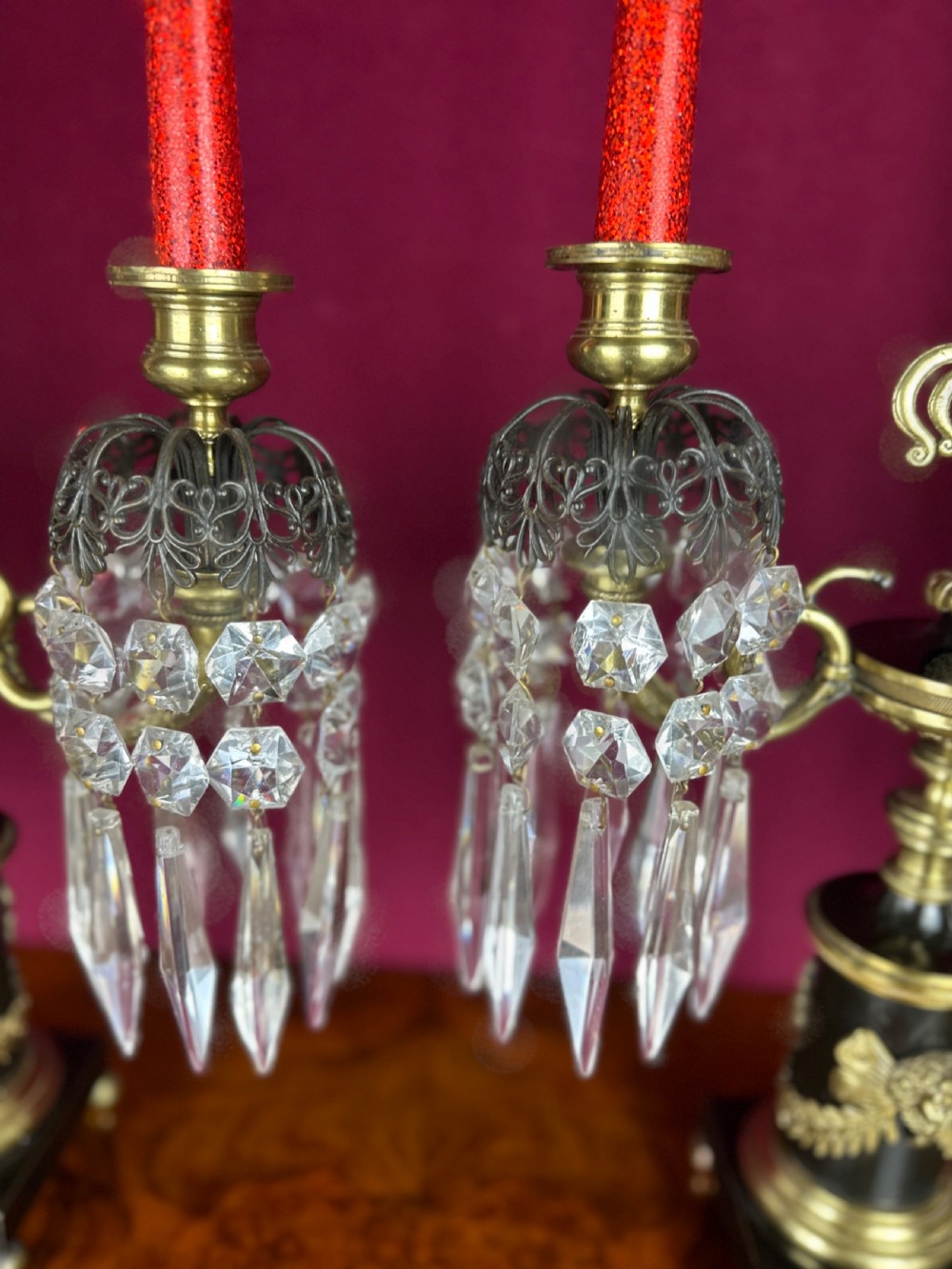 Lustre candlesticks circa 1860. Table candelabra. View II