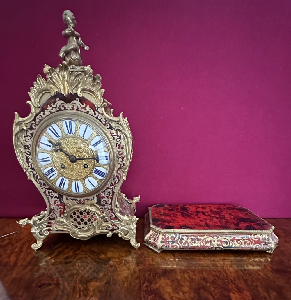 Boulle mantle clock circa, 1875. French mantel. Bracket clock. View V