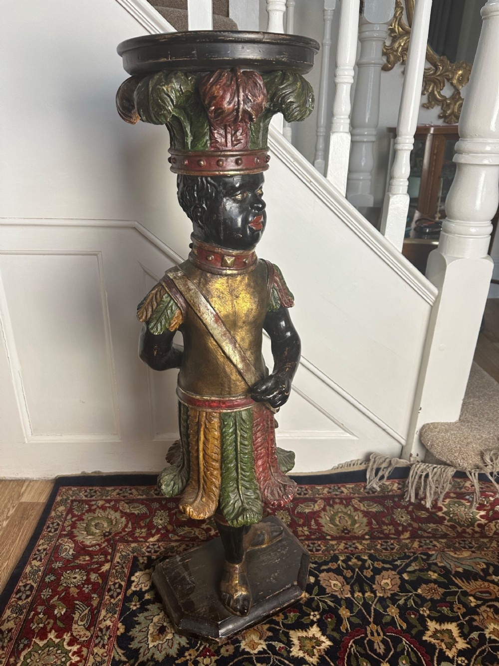 American Indian Tobacco pedestal Circa 1900. Blackamoor, jardiniere stand
