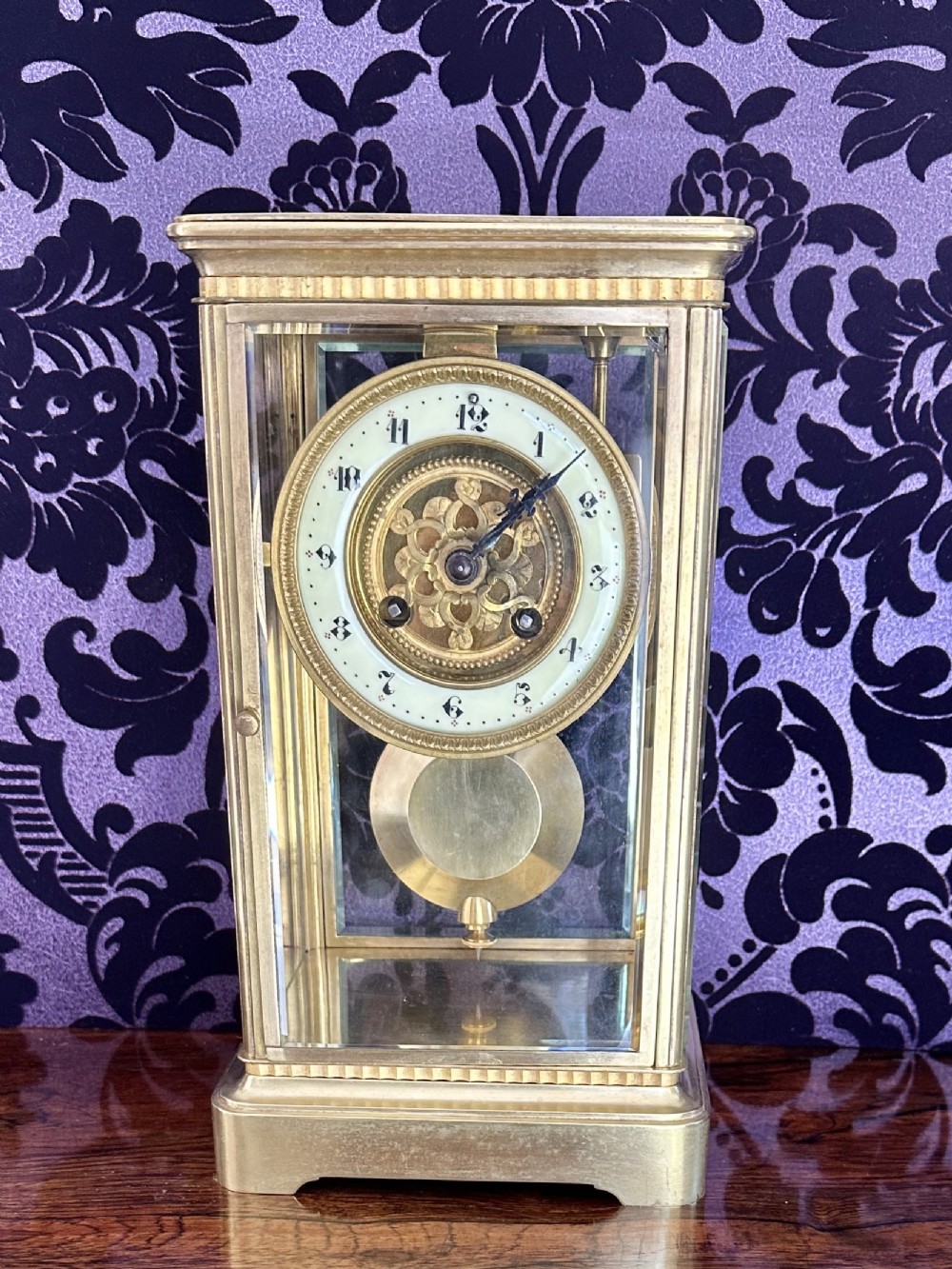 French Four glass mantle clock circa 1880
