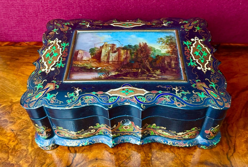 Victorian sewing/Work Box circa 1875. Papier-mache. Work  box. View XII