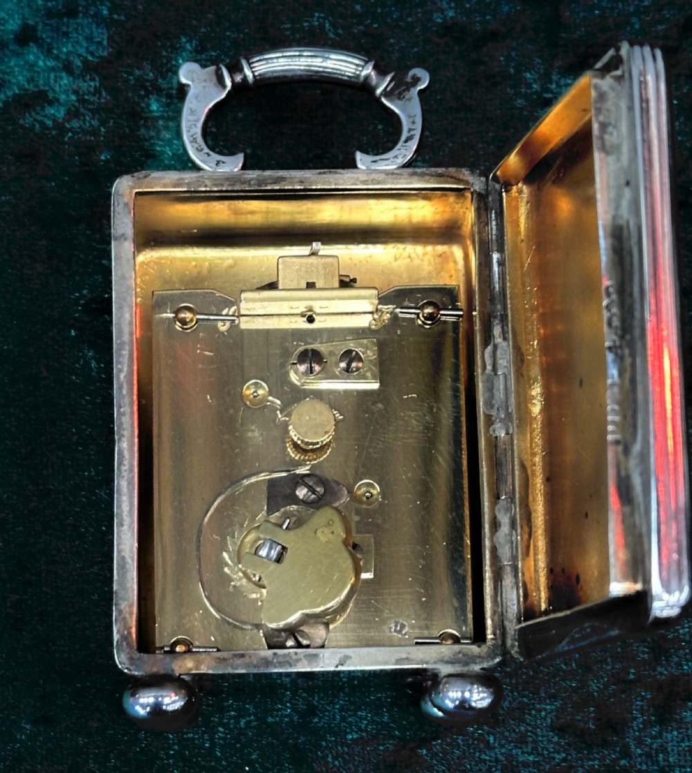 Solid silver miniature carriage Clock circa 1896 View IV