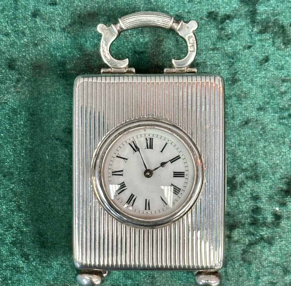 Solid silver miniature carriage Clock circa 1896 View V