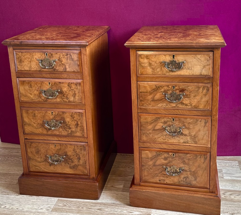 Pair of walnut cabinets circa 1900. Bedside cabinets.