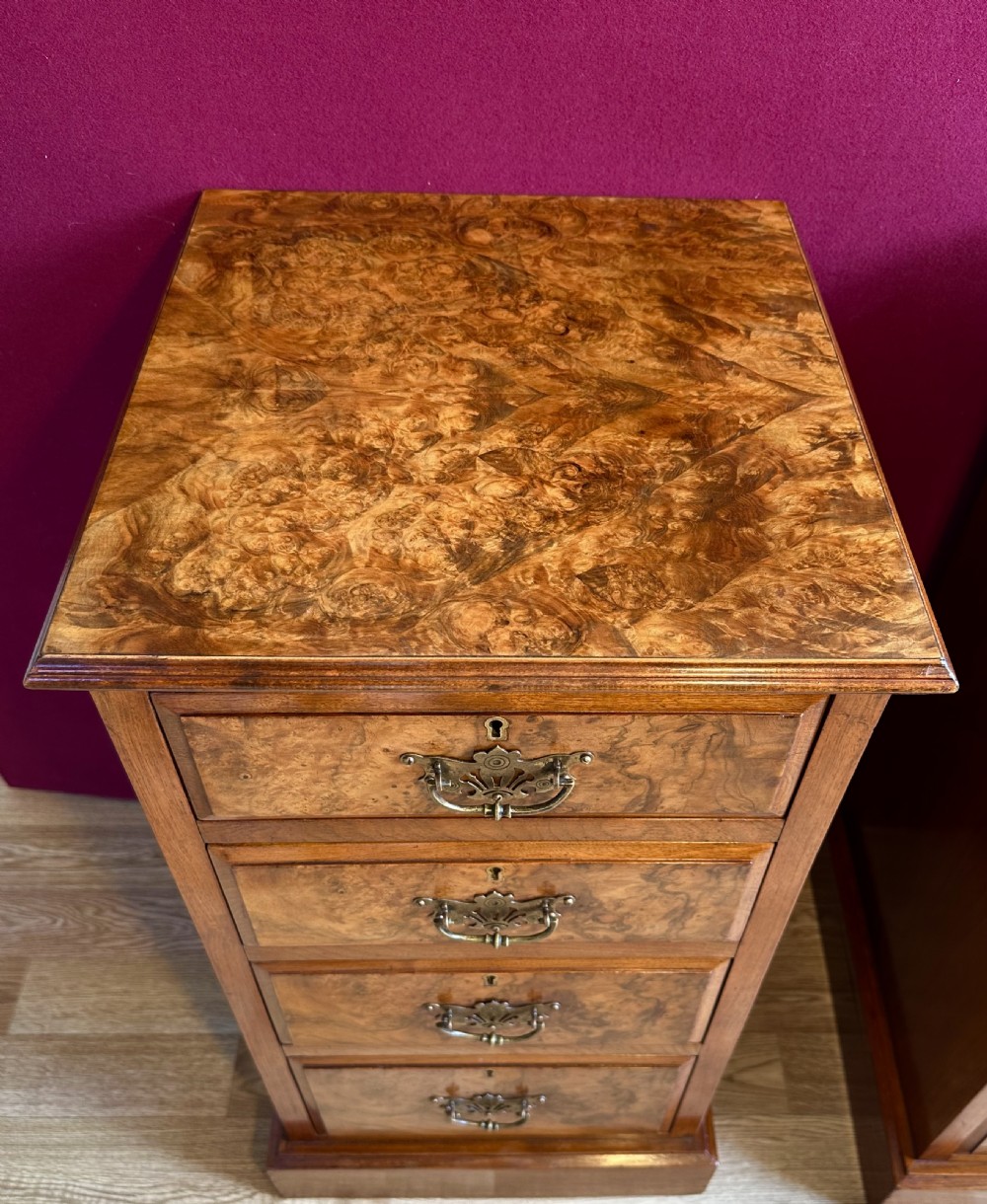 Pair of walnut cabinets circa 1900. Bedside cabinets. View V