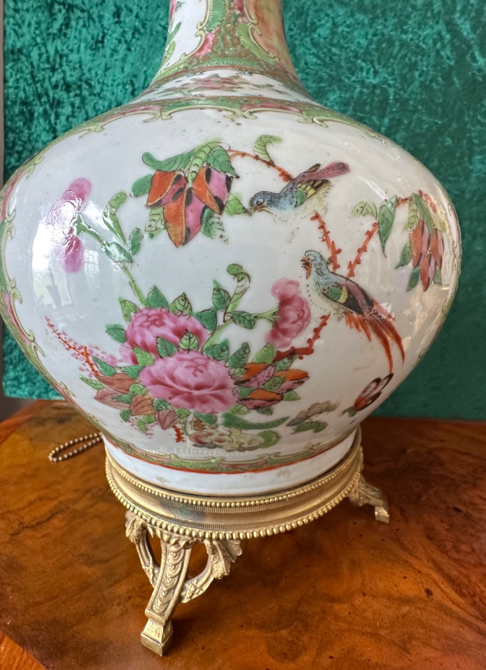 Chinese Canton vase converted to a lamp. circa 1880. View V