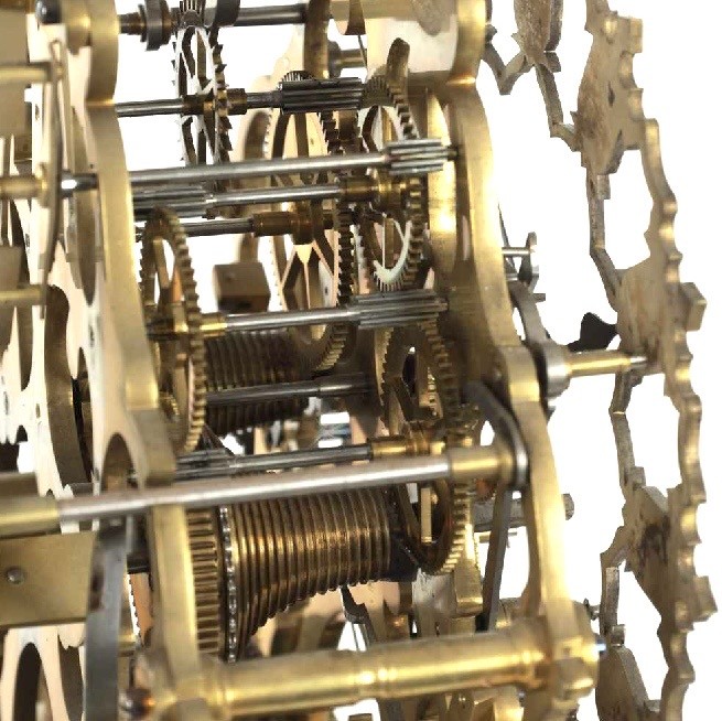 19th century Double Fusee Skeleton , Clock View II