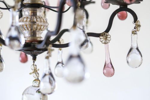 19TH CENTURY FRENCH ANTIQUE 6 BRANCH CRYSTAL CHANDELIER - ADDITIONAL PHOTO 4