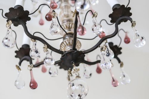 19TH CENTURY FRENCH ANTIQUE 6 BRANCH CRYSTAL CHANDELIER - ADDITIONAL PHOTO 7