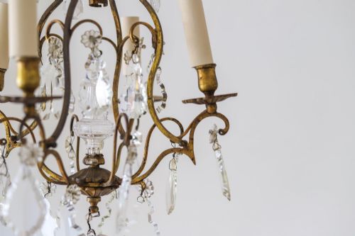19TH CENTURY FRENCH CAGE 4 BRANCH CHANDELIER - ADDITIONAL PHOTO 7