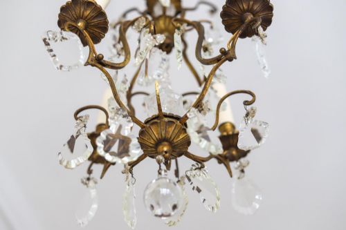 19TH CENTURY FRENCH CAGE 4 BRANCH CHANDELIER - ADDITIONAL PHOTO 8