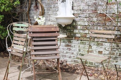 SET OF 6 FRENCH ANTIQUE GARDEN BISTRO FOLDING CHAIRS - ADDITIONAL PHOTO 3