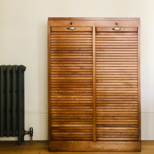 french antique double tambour front filing cabinet - CATEGORY: ANTIQUE CABINETS - DATED 1920