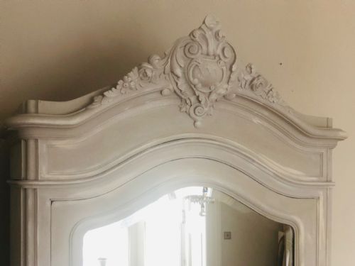 FRENCH ANTIQUE PAINTED LOUIS XV ARMOIRELINEN PRESSCUPBOARD - ADDITIONAL PHOTO 1