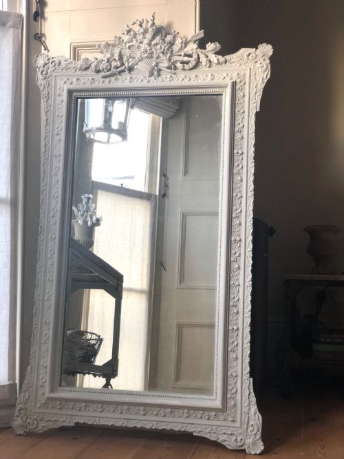 large 19th century french antique painted mirror - CATEGORY: ANTIQUE MIRRORS - DATED 1880