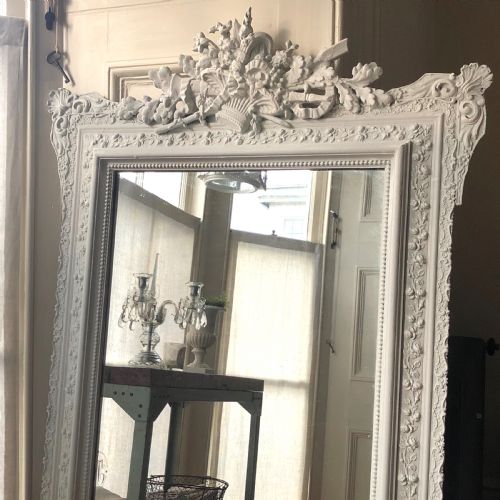 LARGE 19TH CENTURY FRENCH ANTIQUE PAINTED MIRROR - ADDITIONAL PHOTO 3