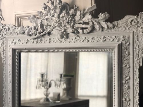 LARGE 19TH CENTURY FRENCH ANTIQUE PAINTED MIRROR - ADDITIONAL PHOTO 4
