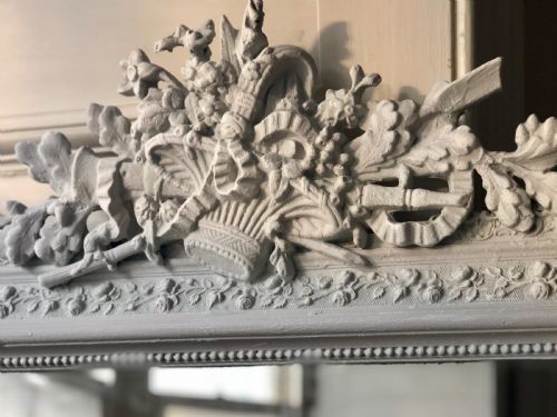 LARGE 19TH CENTURY FRENCH ANTIQUE PAINTED MIRROR - ADDITIONAL PHOTO 5