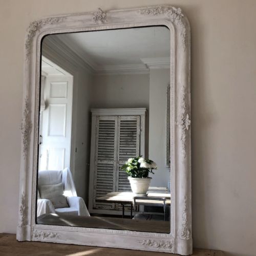 large 19th century french painted overmantel mirror - CATEGORY: ANTIQUE MIRRORS - DATED 1870