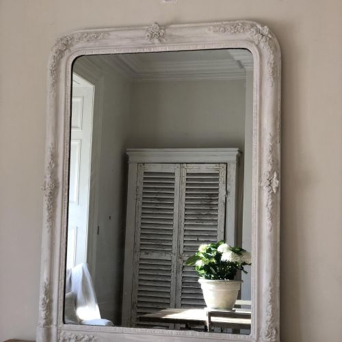 LARGE 19TH CENTURY FRENCH PAINTED OVERMANTEL MIRROR - ADDITIONAL PHOTO 2