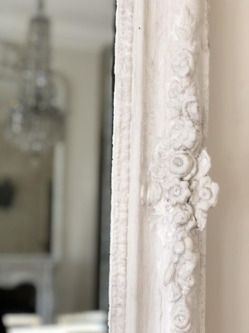 LARGE 19TH CENTURY FRENCH PAINTED OVERMANTEL MIRROR - ADDITIONAL PHOTO 3