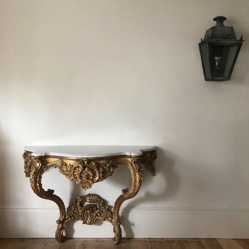 LARGE 19TH CENTURY FRENCH GILT AND MARBLE CONSOLE TABLE - ADDITIONAL PHOTO 7