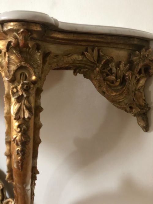 LARGE 19TH CENTURY FRENCH GILT AND MARBLE CONSOLE TABLE - ADDITIONAL PHOTO 10