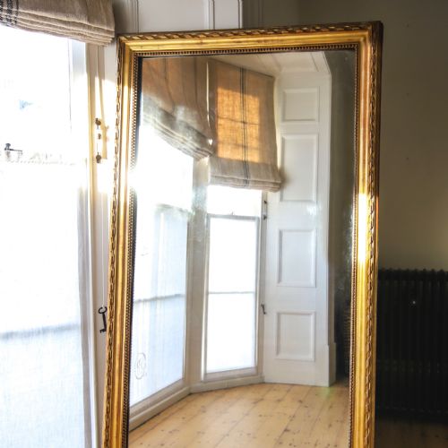 19TH CENTURY FRENCH ANTIQUE GILT LEANER MIRROR OVERMANTEL - ADDITIONAL PHOTO 1