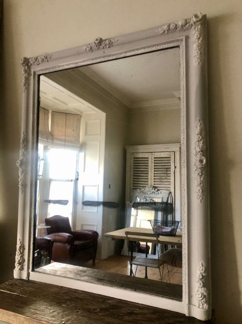 19th century french antique painted mirror mercury glass - CATEGORY: ANTIQUE GLASS - DATED 1870