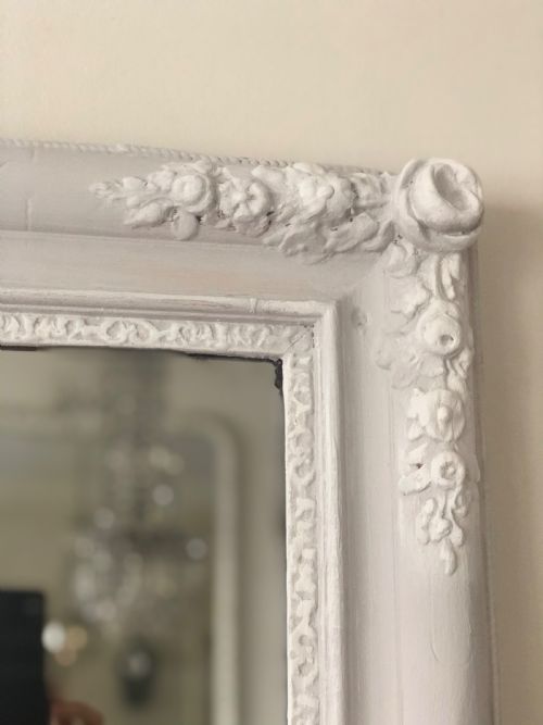19TH CENTURY FRENCH ANTIQUE PAINTED MIRROR MERCURY GLASS - ADDITIONAL PHOTO 1