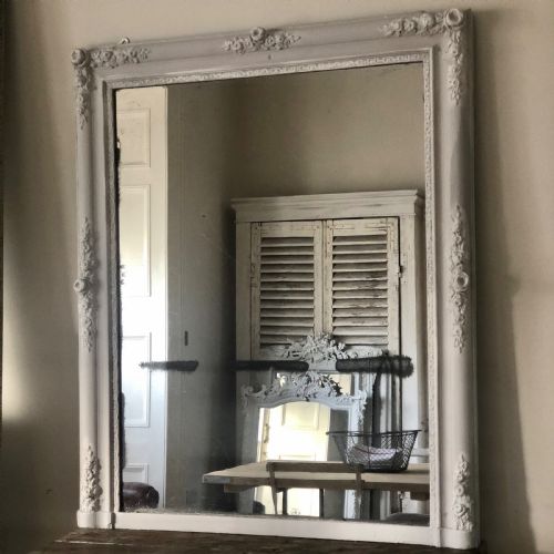 19TH CENTURY FRENCH ANTIQUE PAINTED MIRROR MERCURY GLASS - ADDITIONAL PHOTO 3