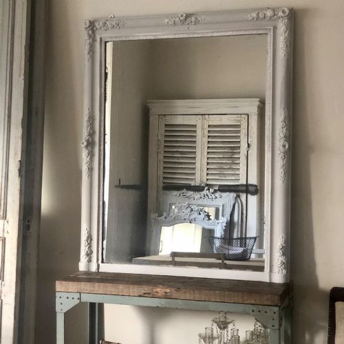 19TH CENTURY FRENCH ANTIQUE PAINTED MIRROR MERCURY GLASS - ADDITIONAL PHOTO 4
